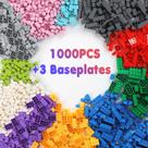 Blocos de construção Yumiga 1000 peças com 3 placas de base de 6 a 12 anos