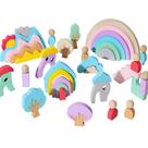 Blocos de empilhamento de arco-íris de madeira Toy Creative Early Learning