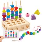 Blocos de empilhamento de miçangas de madeira Toy ZGIMI Montessori 3 em 1