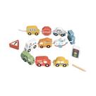 Blocos de Laço Meios de Transporte, da Tooky Toy - Brinquedo de Madeira tipo Alinhavo - Cód. TP513