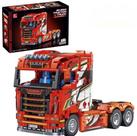 Blocos de montar caminhão scania 1.708 peças mod. jj9070 jie star motorização e controle rem