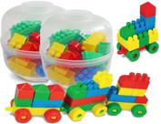 Blocos de Montar Cofre 96 Peças Brinquedo Infantil Educativo