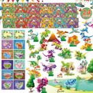 Blocos de Montar com Animais Bklved, Kit com 24 Unidades, Lembrancinhas de Festa de Dinossauros