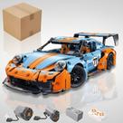 Blocos de montar porsche gt3 rsr gulf com 2703 peças + motorização e controle remoto