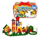 Blocos de Montar Sacola Kit Blokos Multi Formas 136 Peças Infantil Sonho de Criança