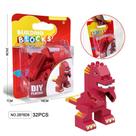 Blocos Duplos Dinossauro 32 Pecas Blocos de Montar Infantil - Jie Star 2876