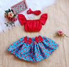 Blogueirinha Pop Colors Morango com Faixa Cabelo 6-12 meses