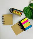 Bloquinho Com Post Its Coloridos Capa Em Papel Kraft E Espiral Preto Tamanho 8cmx7cm Multiuso NS-4280