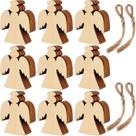 Blulu, 60 peças de enfeites de anjo de madeira com cordões de 35 cm