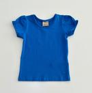 Blusa 1/14 Milon Azul Básica com Manga Franzida e Logo Bordado