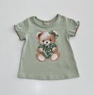 Blusa 1/8 Milon Milon Infantil Feminina Verde Menta com Estampa de Ursa