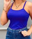 Blusa Alça Canelada com Bojo Lisa azul Blusa Alça Canelada com Bojo Lisa azul