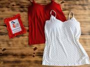 Blusa alça com renda - tamanho único - cor vermelho e cor branca-preto