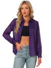 Blusa Allegra K Sheer Mesh de manga comprida com botões roxa S