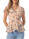 Blusa Allegra K Wrap para mulheres com estampa floral e decote em V Blusa Allegra K Wrap para mulheres com estampa floral e decote em V