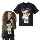 Blusa Alongada Menina Juvenil Hits em Algodão Ursinho na cor Preta Tamanho:18