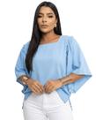 Blusa Ampla Decote Quadrado Manga Morcego em Viscose Maquinetado
