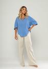 Blusa Ampla Manga Curta E Decote V Azul Salvatore Blusa Ampla Manga Curta E Decote V Azul Salvatore