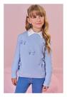 Blusa Azul Bebê Manga Longa com Laços Infanti