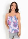 Blusa Azul Tie Dye Com Alças Finas Solta Decote Redondo