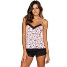 Blusa Baby Dool Pijama Renda Top Tritue Floral Vermelho Blusa Baby Dool Pijama Renda Top Tritue Floral Vermelho