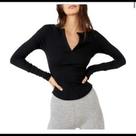 Blusa Baby look Canelada Gola V Feminina Blusa Baby look Canelada Gola V Feminina