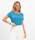 Blusa Básica Alongada Feminina Rovitex Azul Blusa Básica Alongada Feminina Rovitex Azul