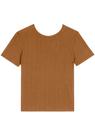 Blusa Básica De Mangas Curtas Em Malha Canelada - Blusa Básica De Mangas Curtas Em Malha Canelada -