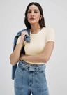 Blusa Básica Feminina Cropped Em Ribana Canelada