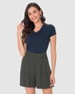 Blusa Básica Feminina Decote V Em Algodão Blusa Básica Feminina Decote V Em Algodão