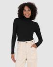 Blusa Básica Feminina Gola Alta Em Malha Canelada De Viscose Blusa Básica Feminina Gola Alta Em Malha Canelada De Viscose