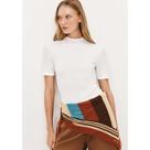 Blusa Básica Feminina Gola Alta Em Ribana Canelada - Creme XG