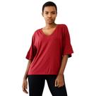 Blusa Básica Gola V Manga 3/4 Japonesa Cor Marsala Tamanho M