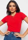 Blusa Básica Manga Curta Malha Canelada Vermelho Salvatore Fashion Blusa Básica Manga Curta Malha Canelada Vermelho Salvatore Fashion