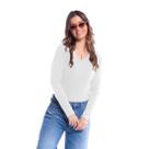 Blusa Básica Manga Longa Gola V Blusa Básica Manga Longa Gola V