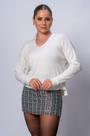 Blusa Basica Solta Decote V Canelada Tricot Blusa Basica Solta Decote V Canelada Tricot