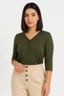Blusa basica verde meia manga Modus e Manias