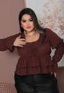 Blusa Bata Boho Chic Contemporânea Babado Plus Size Extra Grande Moda Boêmia Tendência Elegante