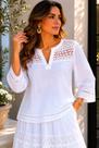 Blusa Bata Feminina Boho Chic Soltinha Manga Indiana Cor:BrancoTamanho:M
