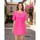 Blusa Bata Indiana Feminina Gestantes Rosa Bordada HC-58977