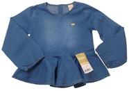 Blusa Bata Jeans Estonado Elastano Luxo Infantil Menina 2755