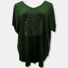 Blusa Bata Manga Curta Viscolycra Lisa com Strass Plus Size -
