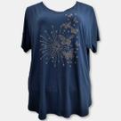 Blusa Bata Manga Curta Viscolycra Lisa com Strass Plus Size -