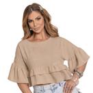 Blusa Bata Manga Duna Cropped Babados Moda Feminina Boho Blusa Bata Manga Duna Cropped Babados Moda Feminina Boho