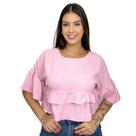 Blusa Bata Manga Duna Cropped Babados Moda Feminina Boho