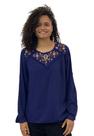 Blusa Bata Manga Longa Algodão Colorido Bordada 454