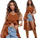 Blusa Bata Regata Feminina Túnica Babados Alcinha Regulável Moda Blogueira