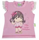 Blusa Bebê Com Renda Na Manga e estampa c/ strass super fofa