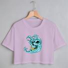 Blusa Blusinha Camiseta Cropeed TShirt Feminina Algodão Tecido Premium Estampa Digital Meia Lua Caveira