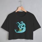 Blusa Blusinha Camiseta Cropeed TShirt Feminina Algodão Tecido Premium Estampa Digital Meia Lua Caveira